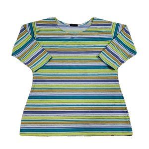 Oh My Bod "Black Label" Women's Long Sleeve Stretch Beach Sun Top Large Striped